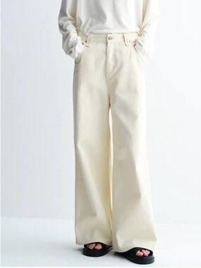 FLLM Knee-pleated Wide-leg jeans Sz S Unisex